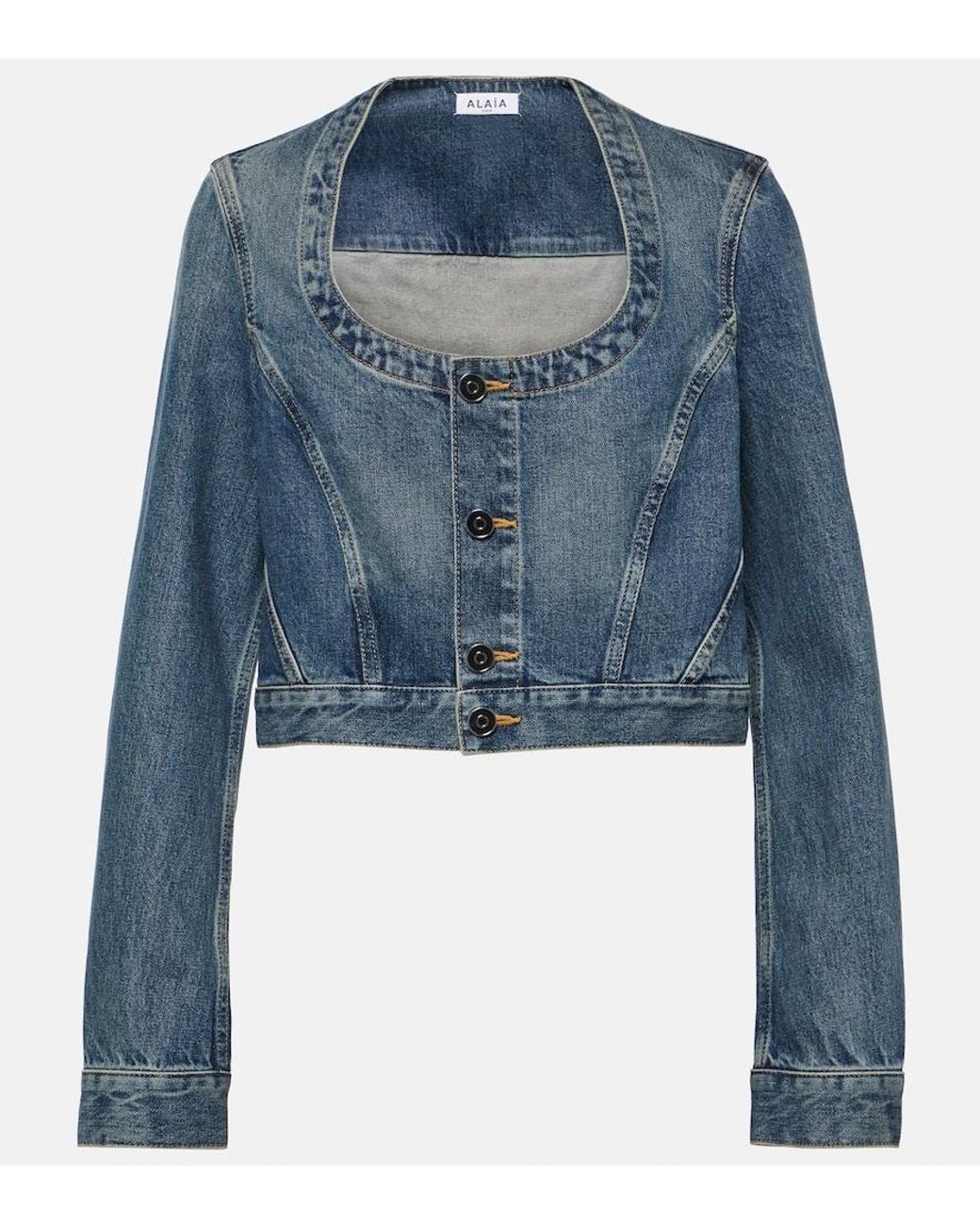Alaïa Blue Cropped Denim Jacket