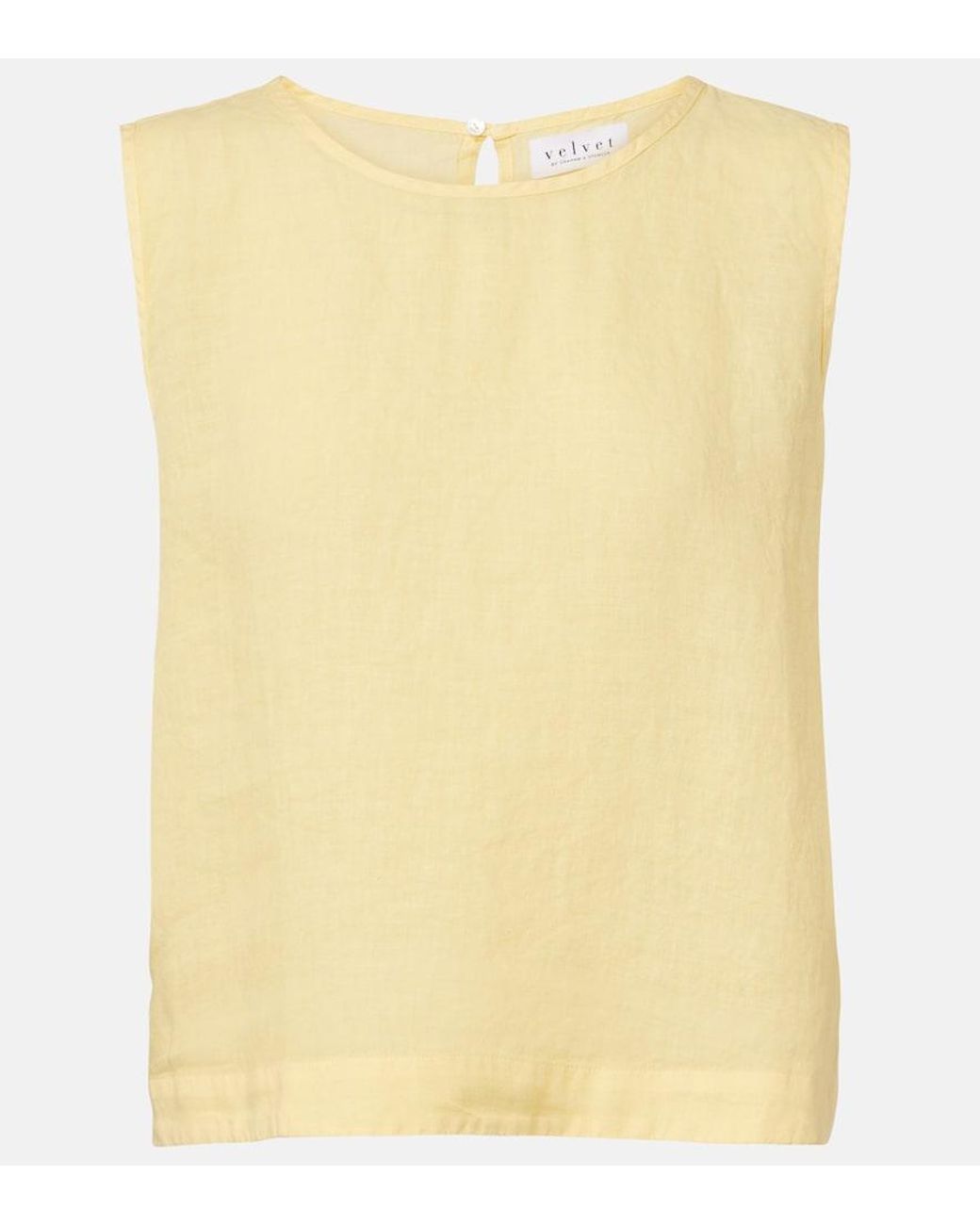 Velvet Yellow Maxine Linen Top