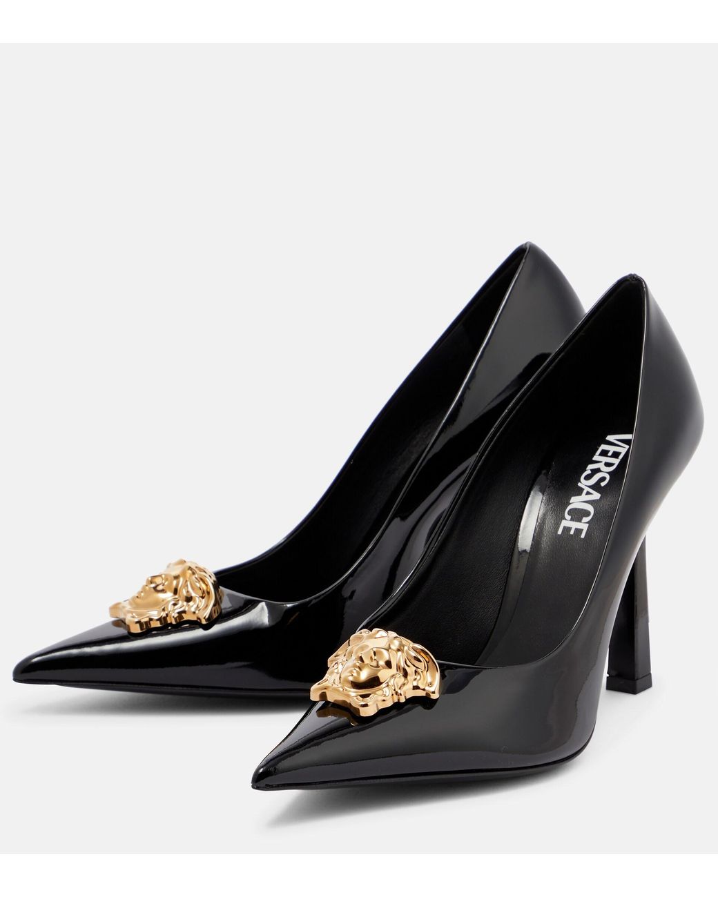 Versace La Medusa Patent Leather Pumps in Black | Lyst