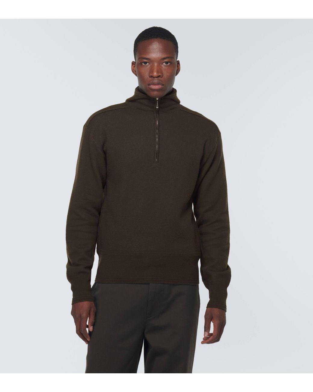 Burberry Wool Half Zip Sweater in Black for Men Lyst Canada