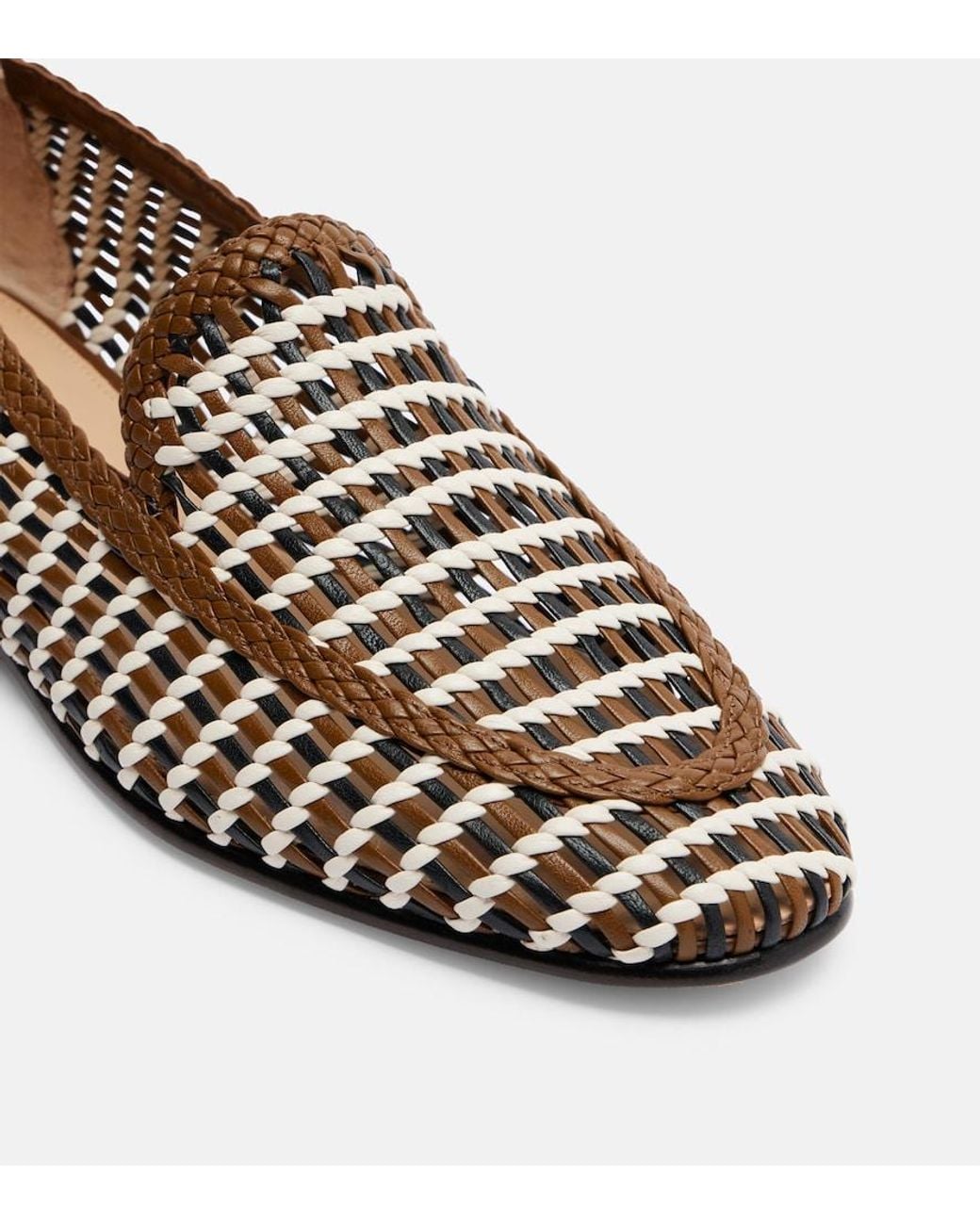 Veronica Beard Brown Prilla Woven Leather Loafers