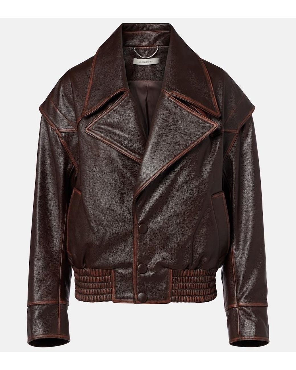 JACQUES WEI Brown Leather Biker Jacket