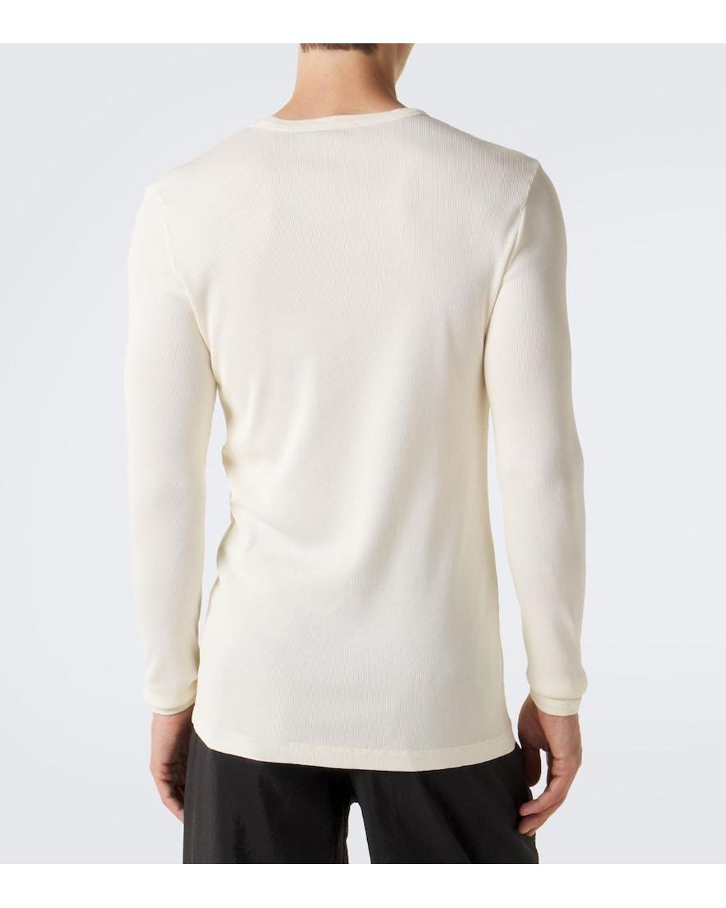 Lemaire Natural Ribbed-Knit Cotton T-Shirt for men