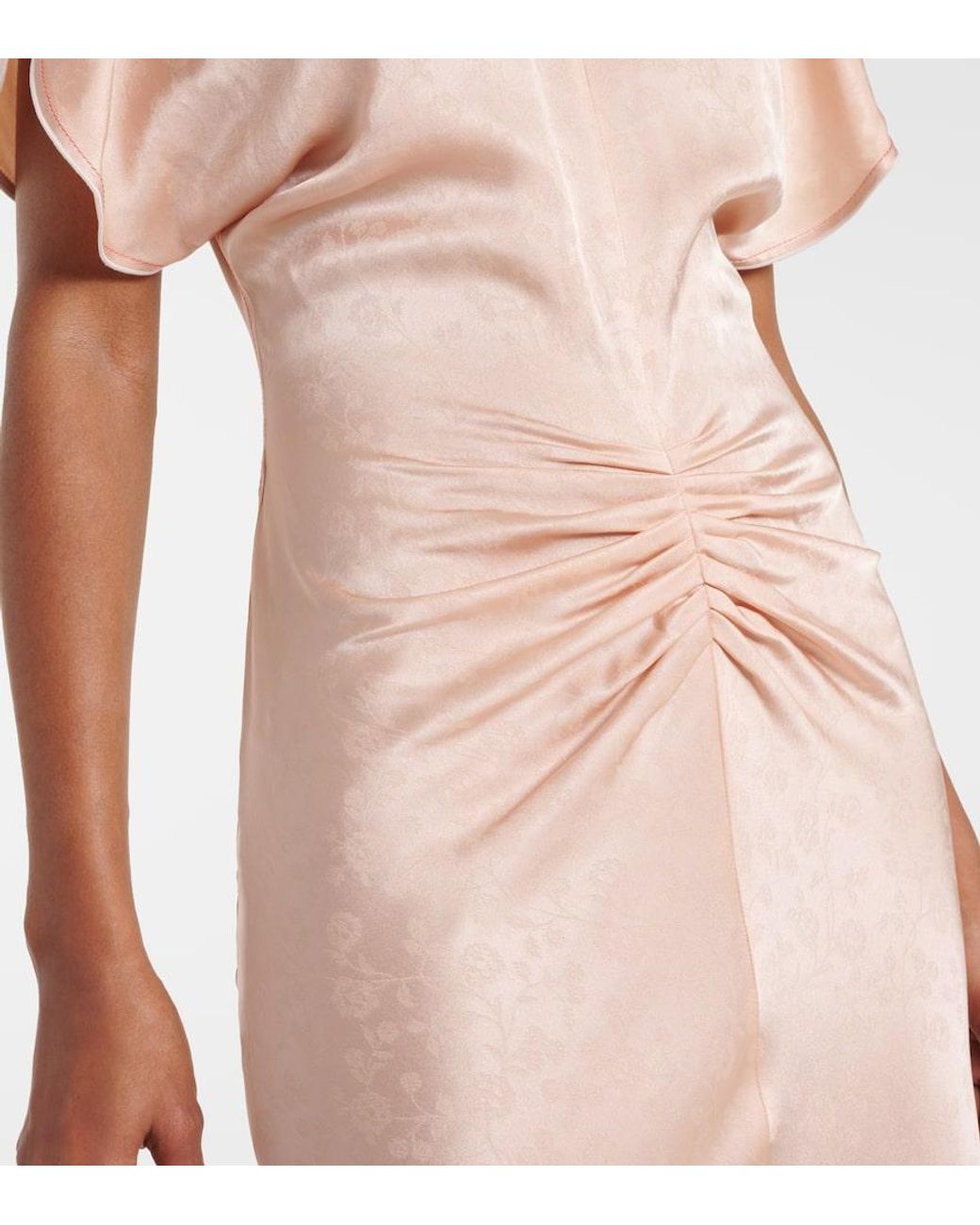 Victoria Beckham Light Damask Dress With Gathering in Pink