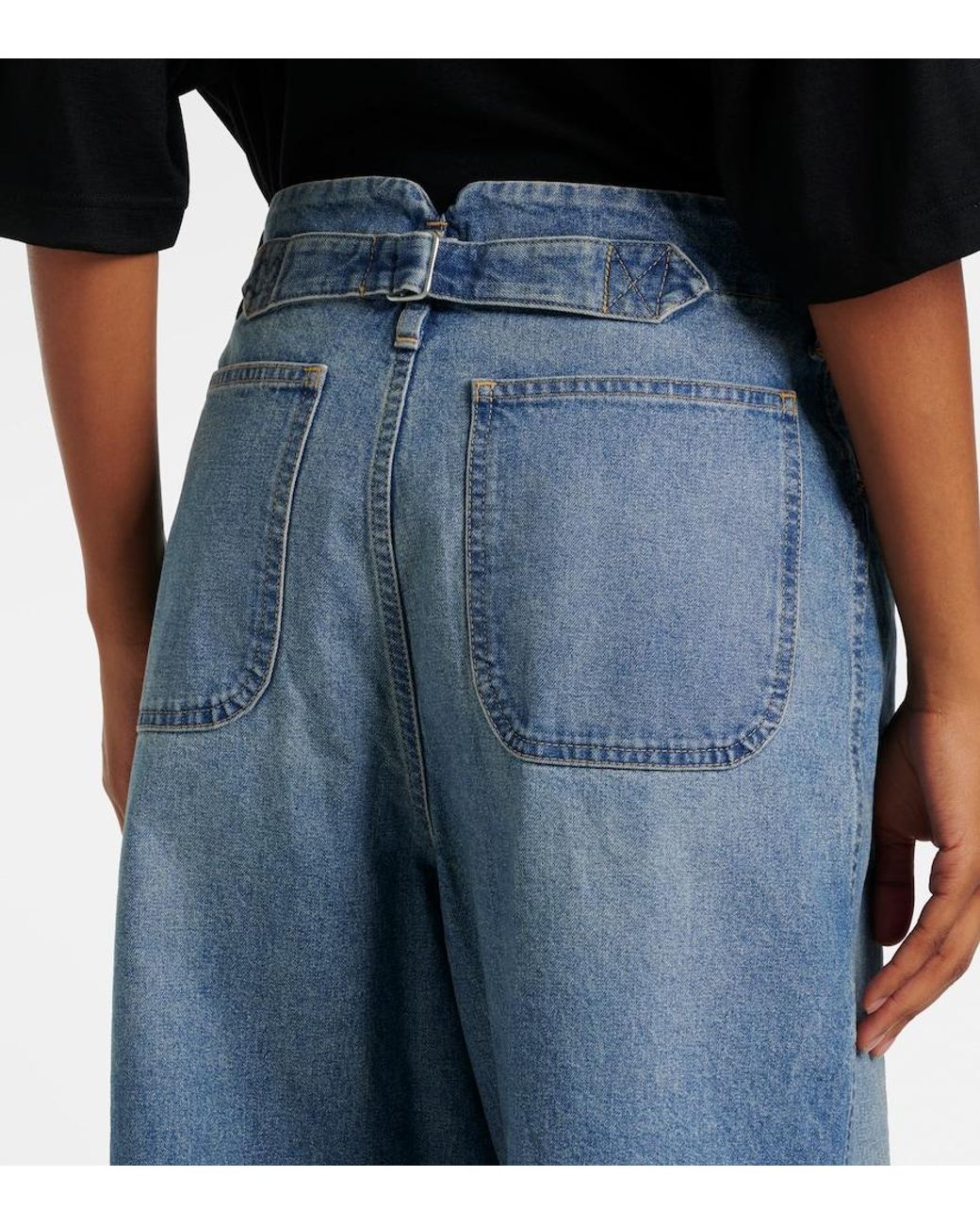 Junya Watanabe Blue Cutout Wide-Leg Cotton Jeans
