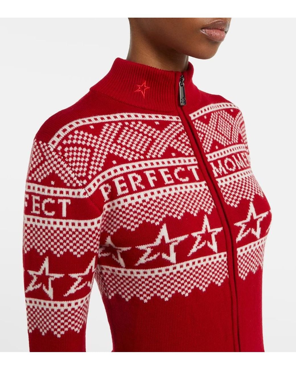 Perfect Moment Red Wool Intarsia Jumpsuit