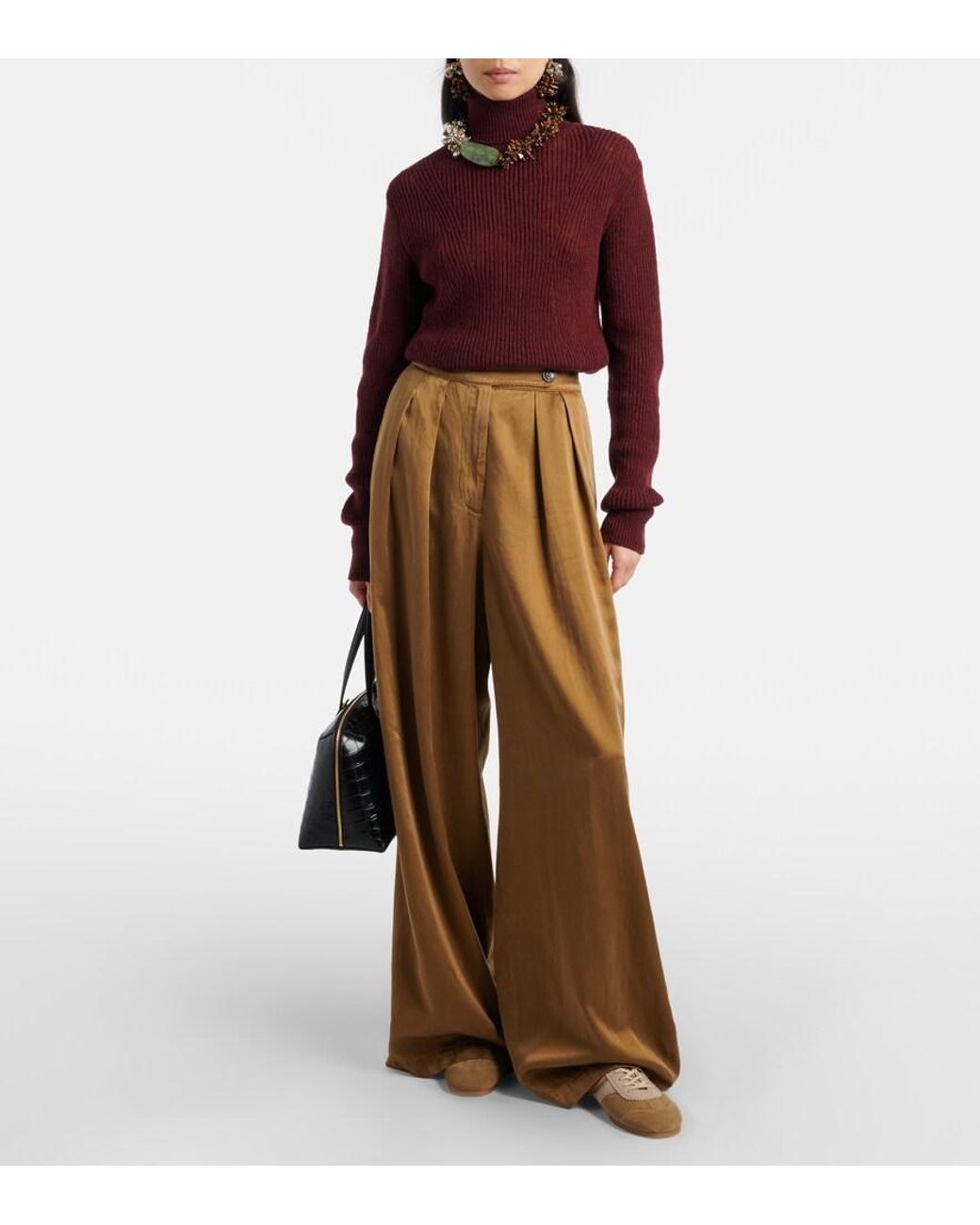 Dries Van Noten Brown Leather-Trimmed Suede Sneakers