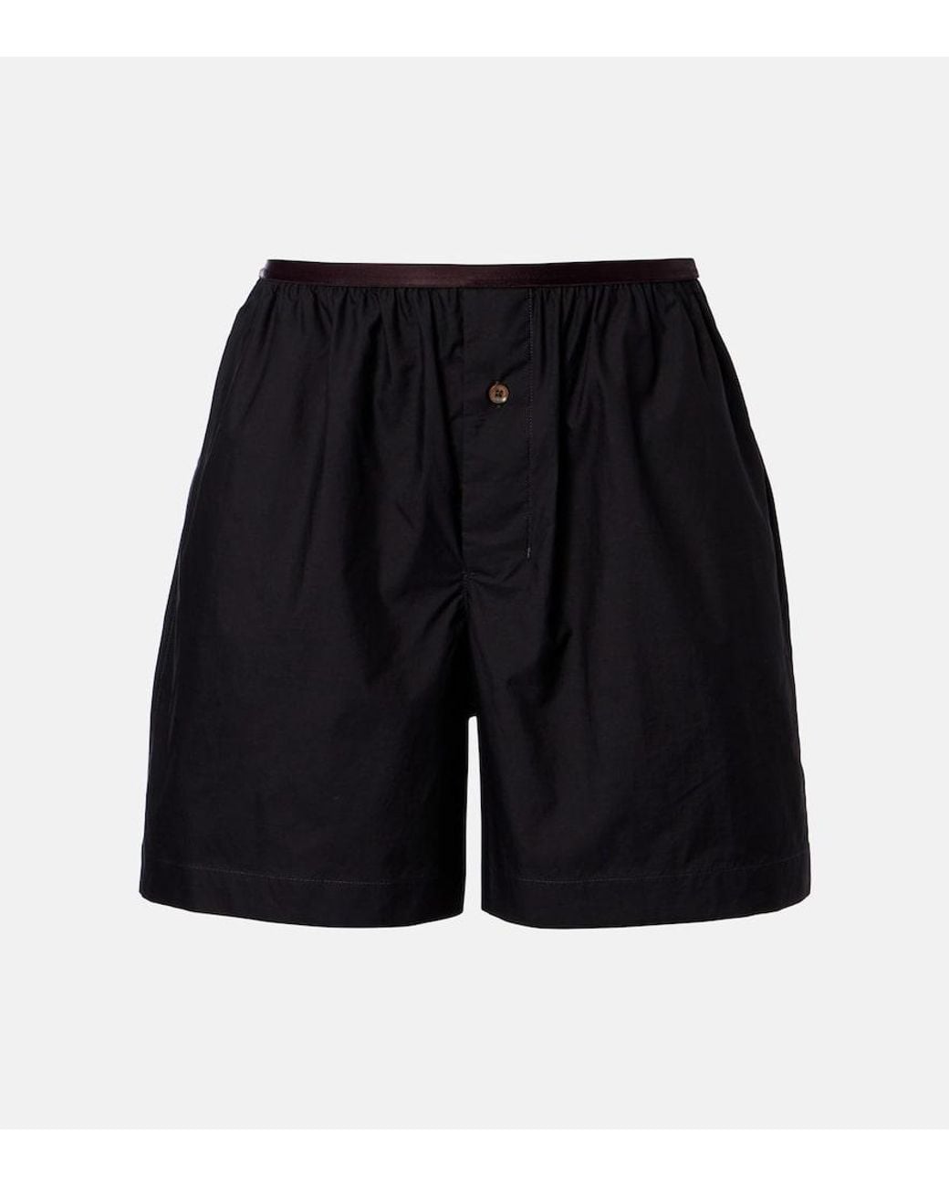 Lemaire Black Cotton And Silk Shorts