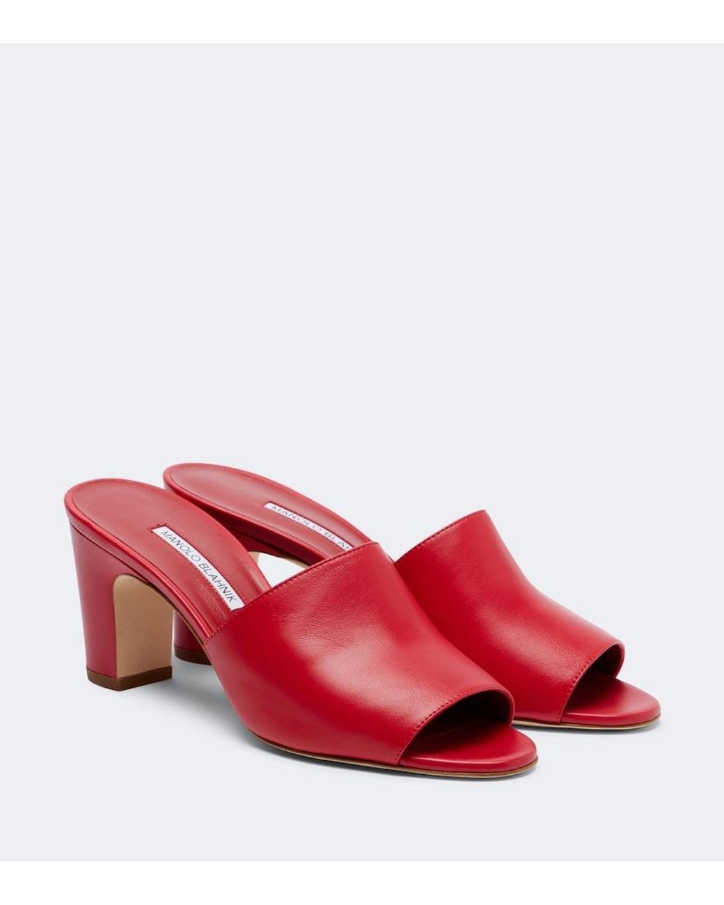Manolo Blahnik Red Rapalla Leather Mules