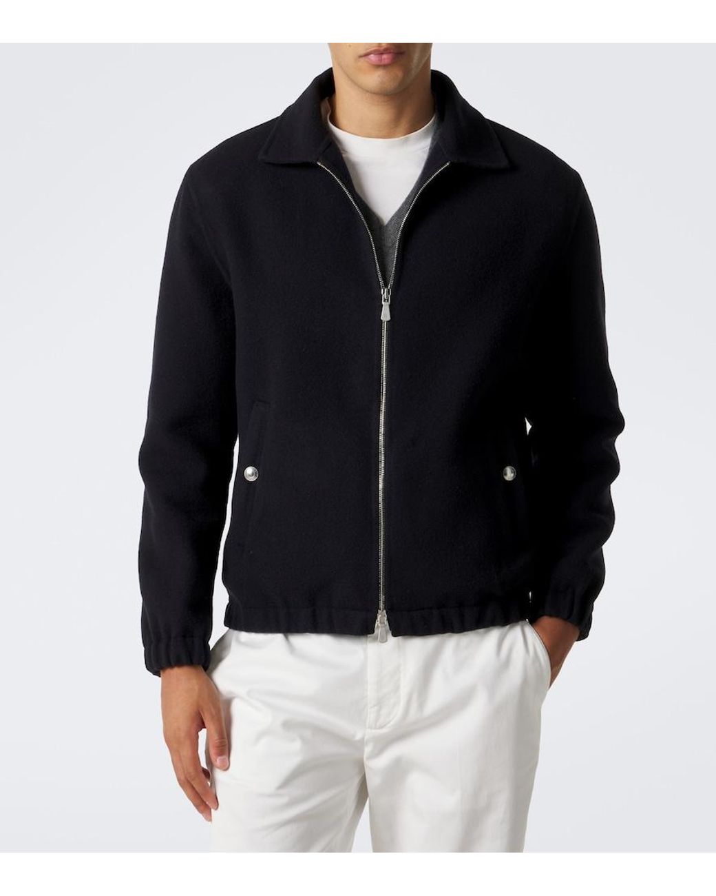 Eleventy Black Wool Bomber Jacket for men