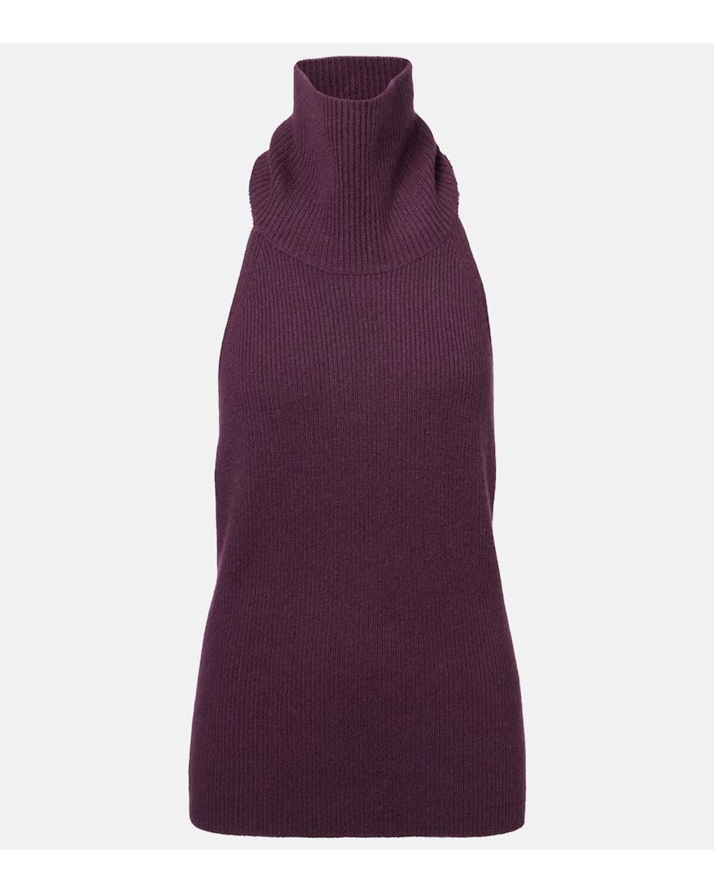 Lisa Yang Purple Maddie Open-Back Cashmere Top