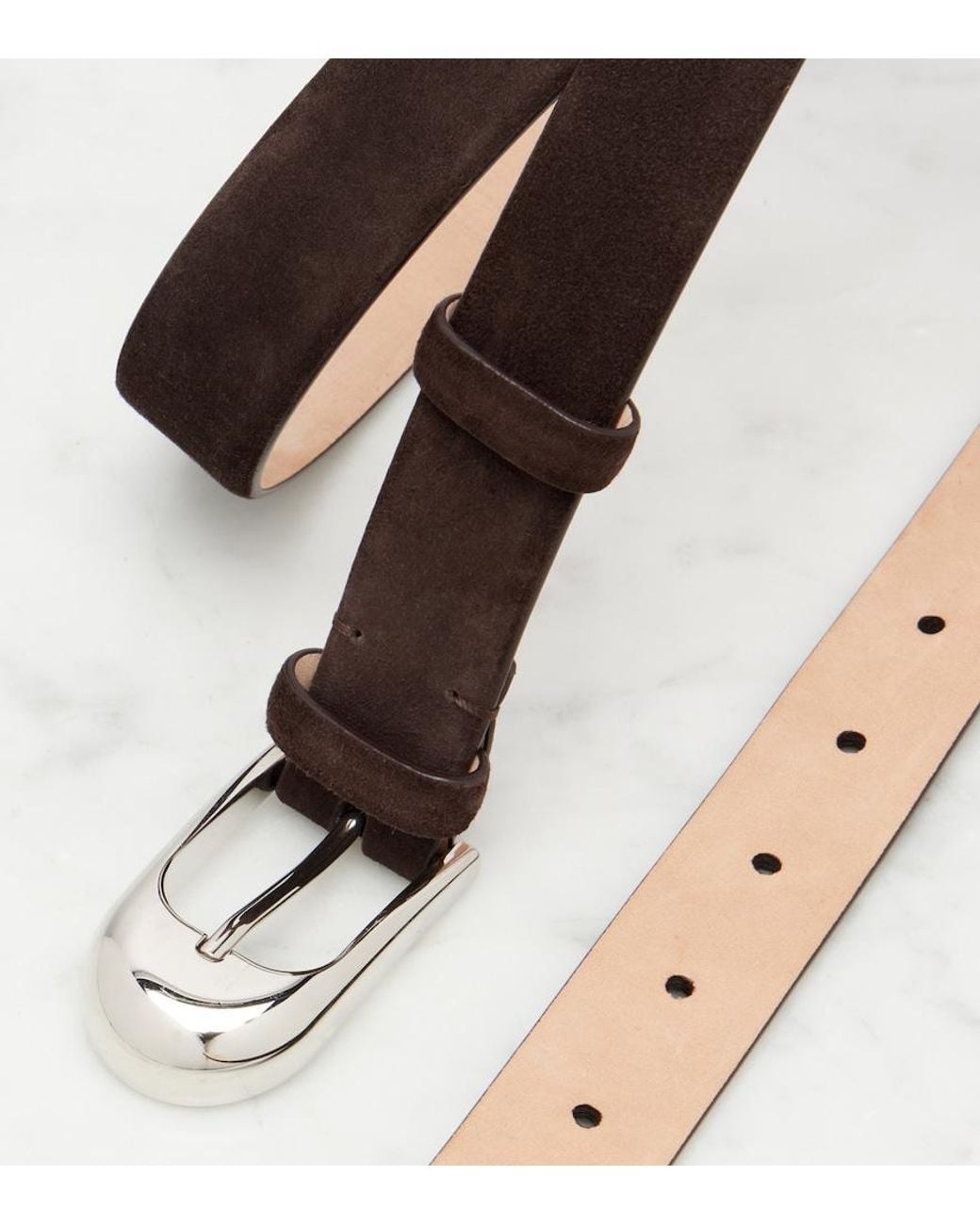 Khaite Brown Dome Suede Belt