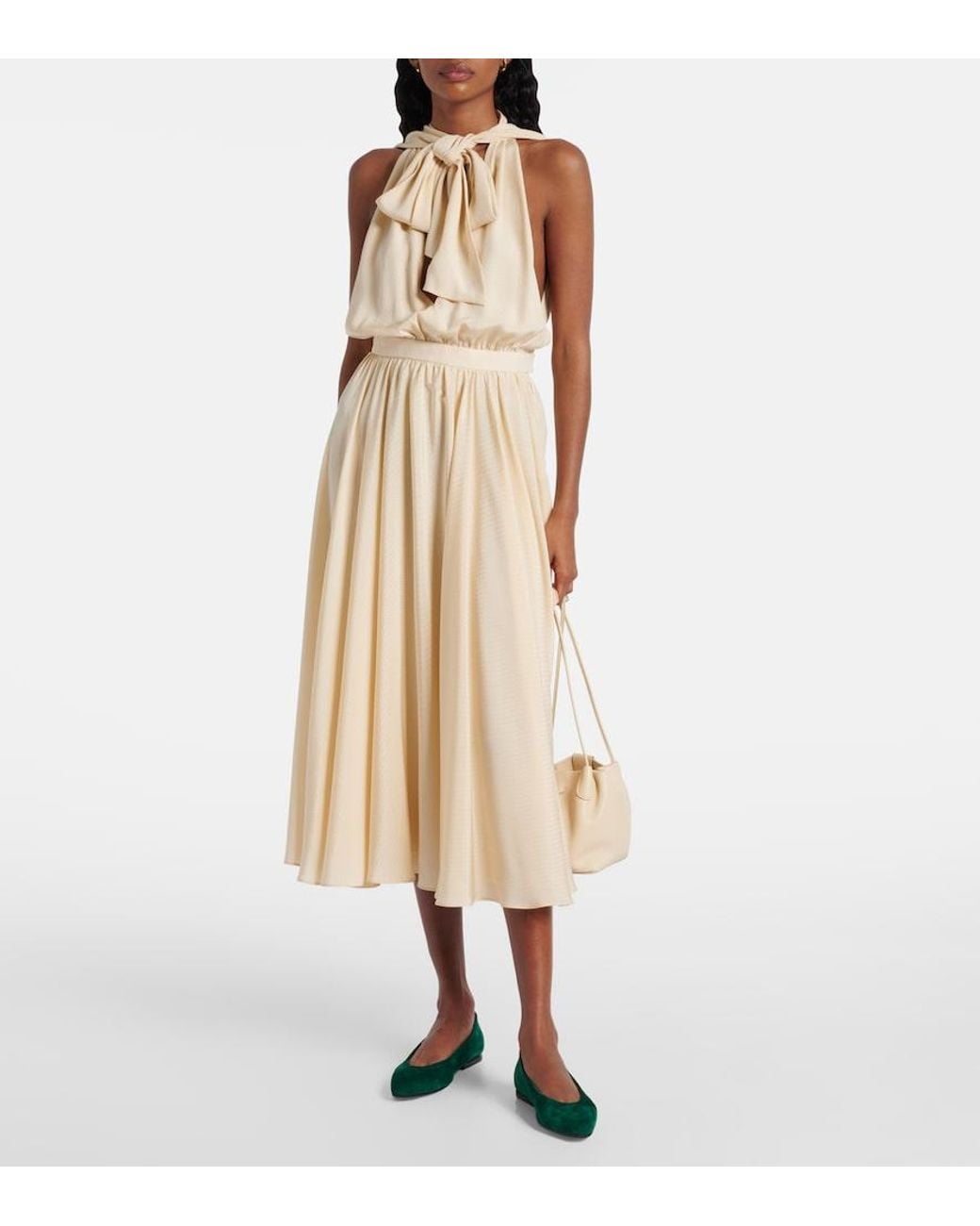 Loro Piana Green Ballerinas Primula Aus Veloursleder