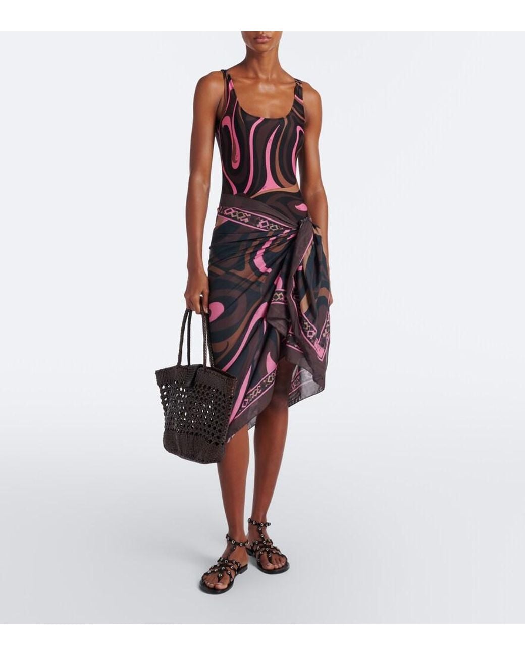 Emilio Pucci Red Marmo Cotton Beach Cover-Up