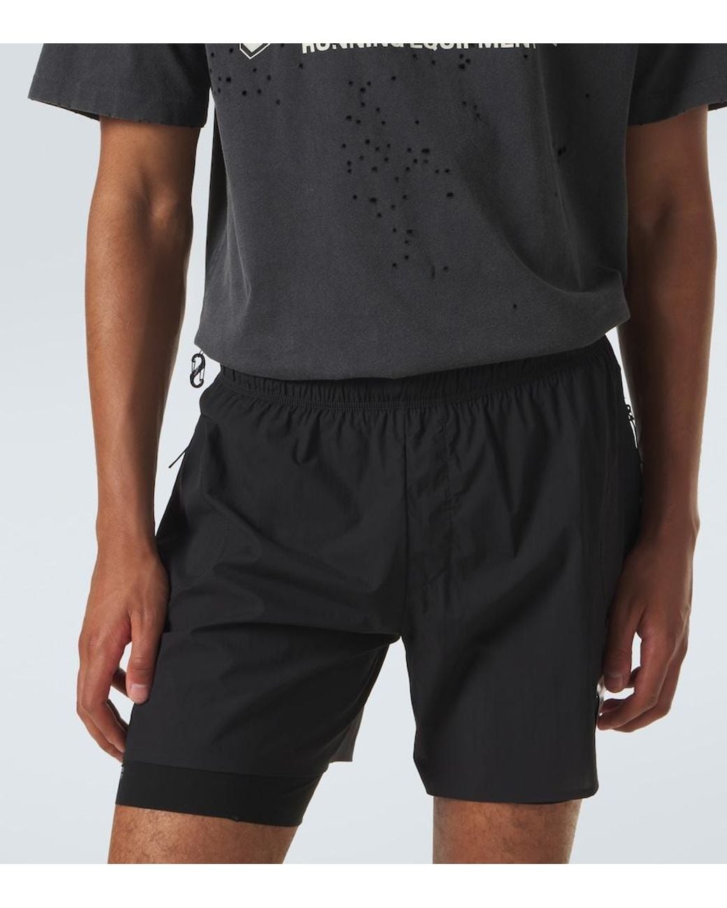 Satisfy Black Rippy Cordura 5' Running Shorts for men