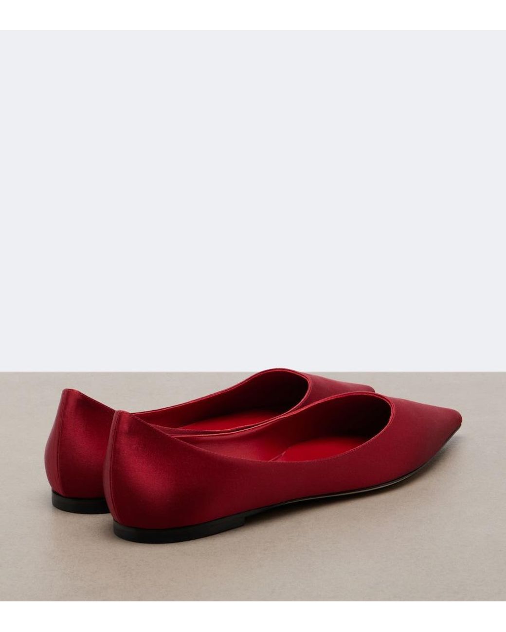 Jimmy Choo Red Love Satin Ballet Flats