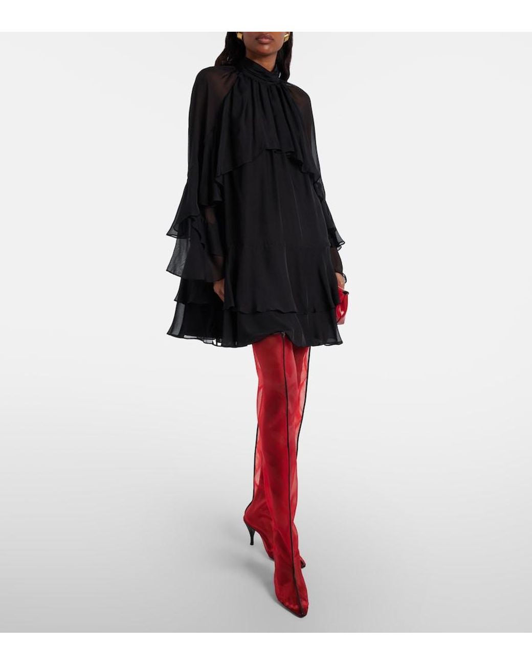 Herbert Levine Red Drawing A Blank 80 Mesh Knee-High Boots