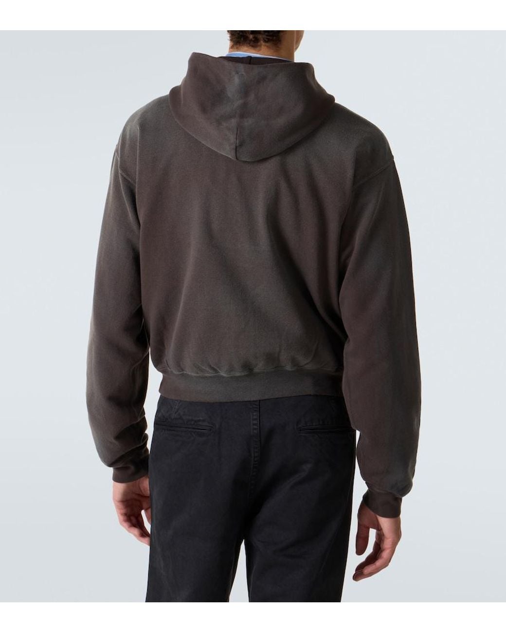 Auralee Black Cotton Jersey Hoodie for men
