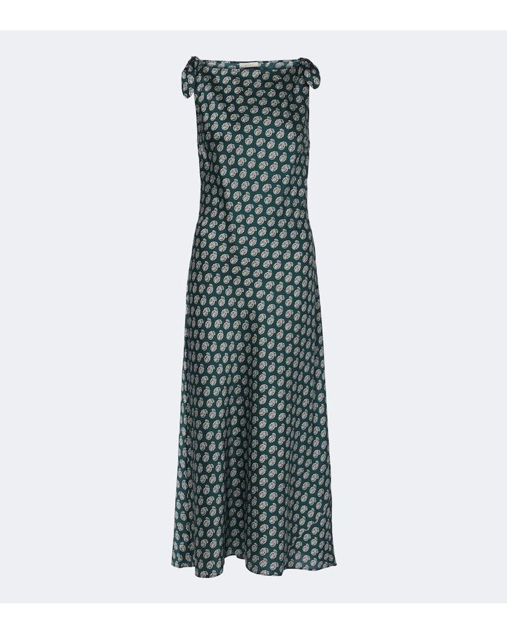 Doen Green Mariselle Paisley Silk-Blend Midi Dress