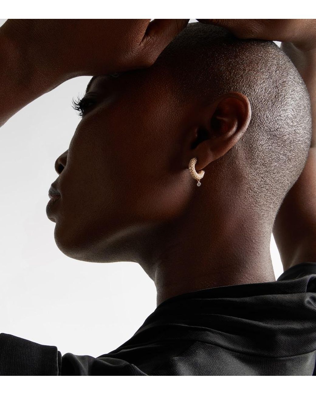 PERSÉE Metallic Helios 18Kt Hoop Earrings With Diamonds