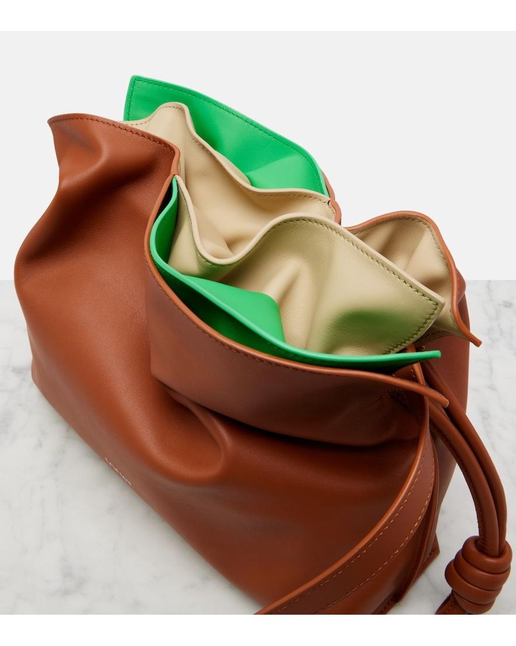 Loewe Brown Flamenco Medium Layered Leather Clutch