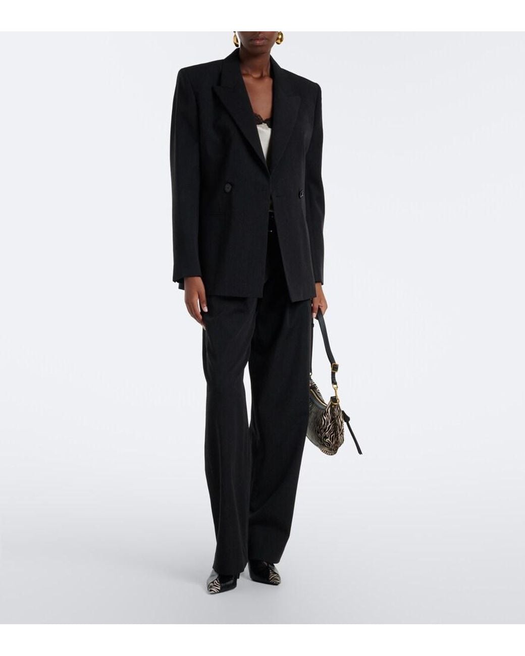 Isabel Marant Black Ranya Double-Breasted Virgin Wool Blazer