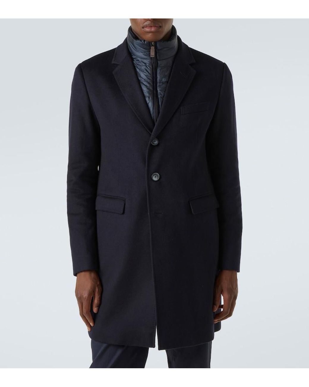 Herno Blue Cashmere Coat for men