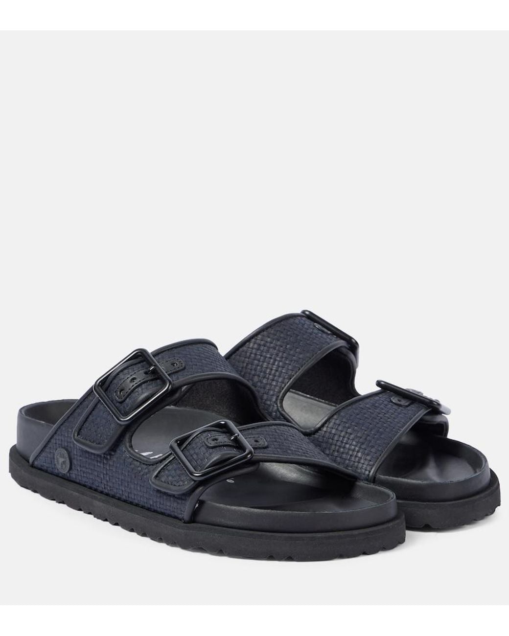 Birkenstock Blue Arizona Luxe Raffia Sandals