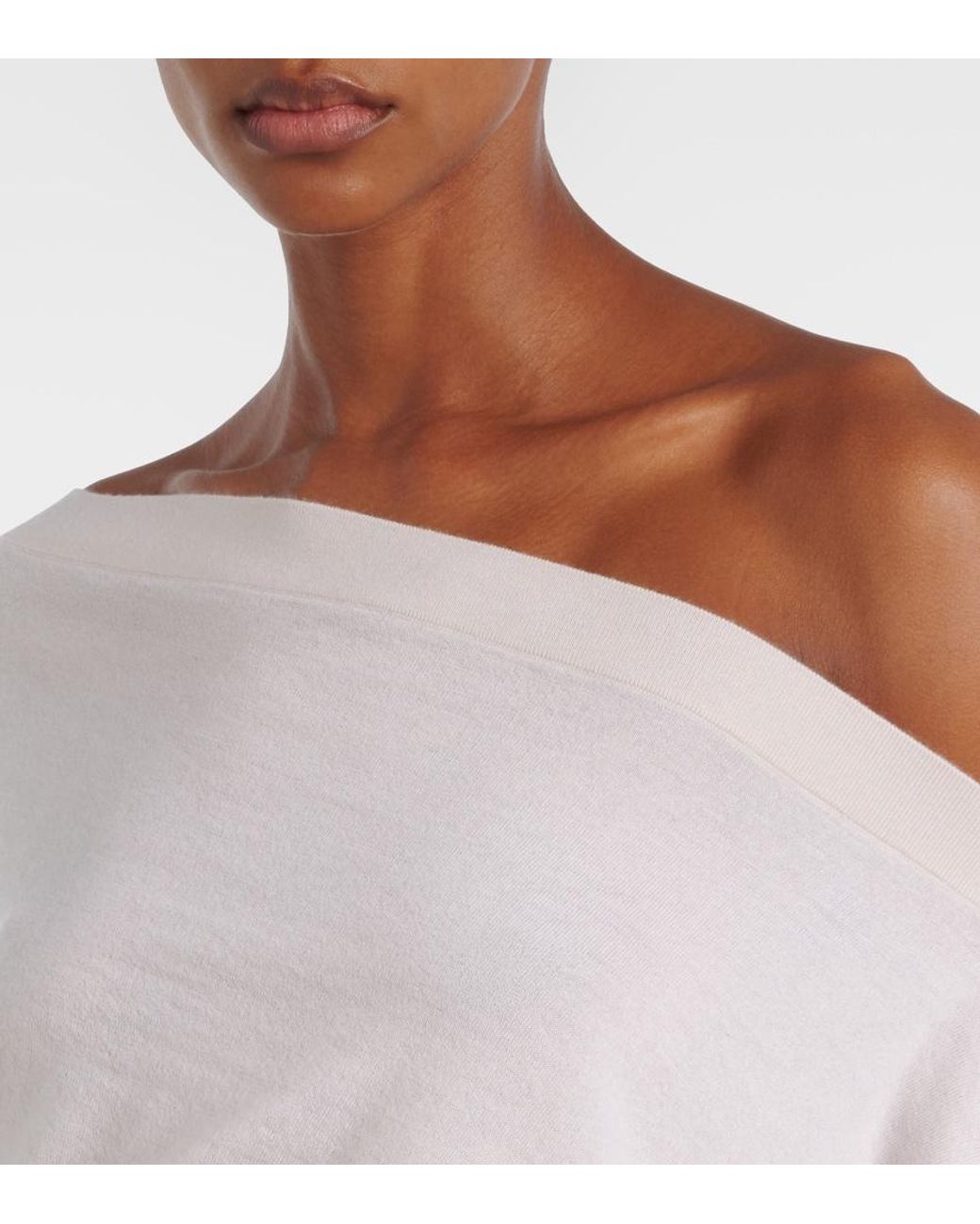 Altuzarra Natural Grainge Off-Shoulder Cashmere Sweater