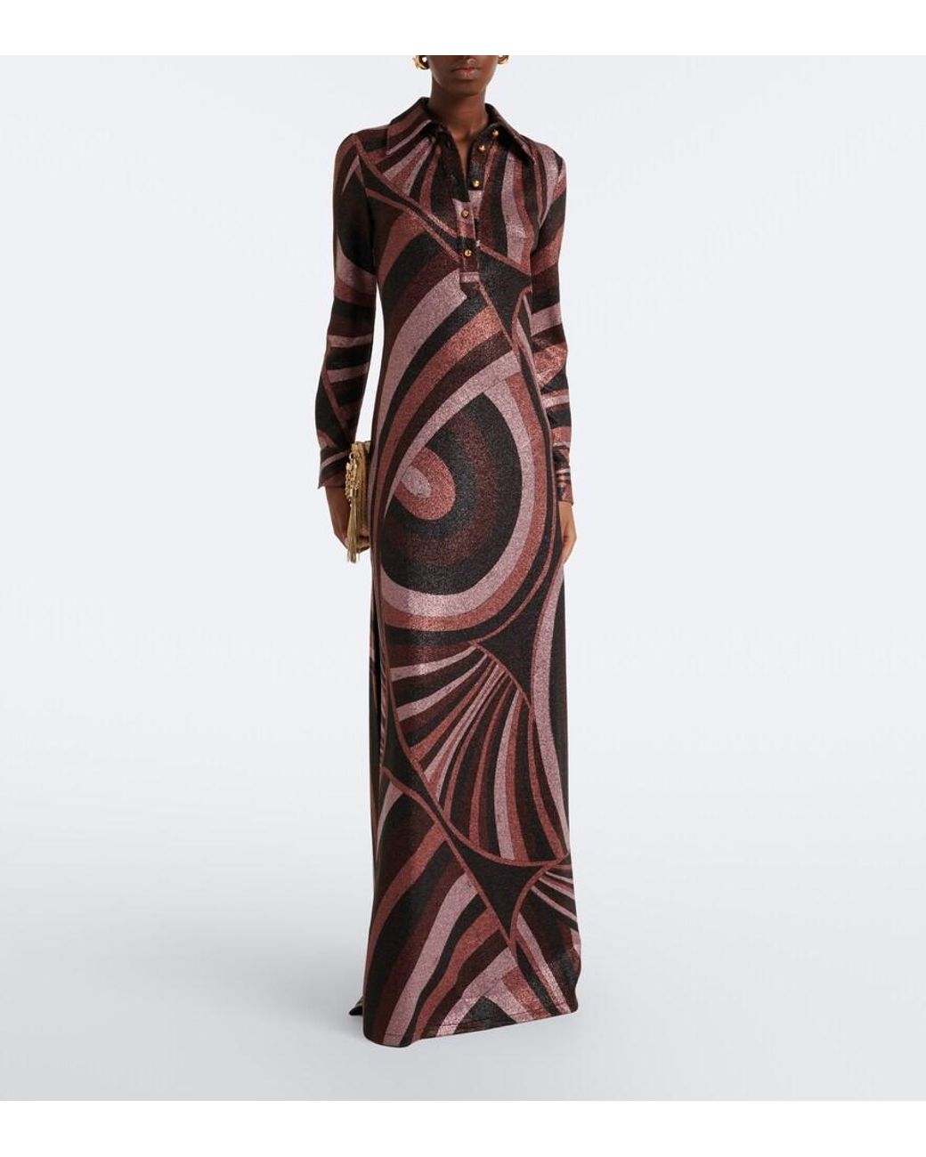 Emilio Pucci Brown Iride Lurex Jersey Gown