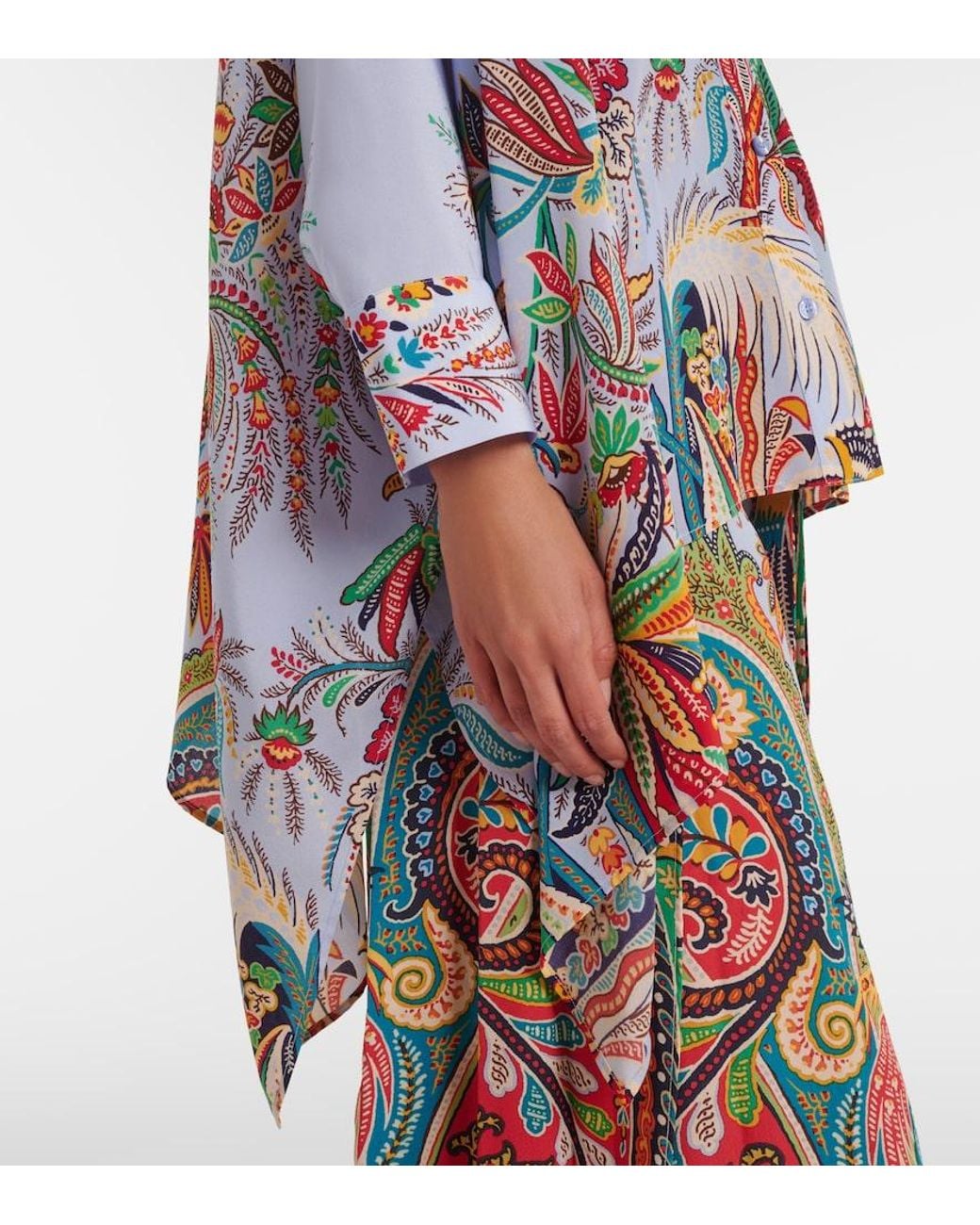 Etro White Floral Silk Shirt