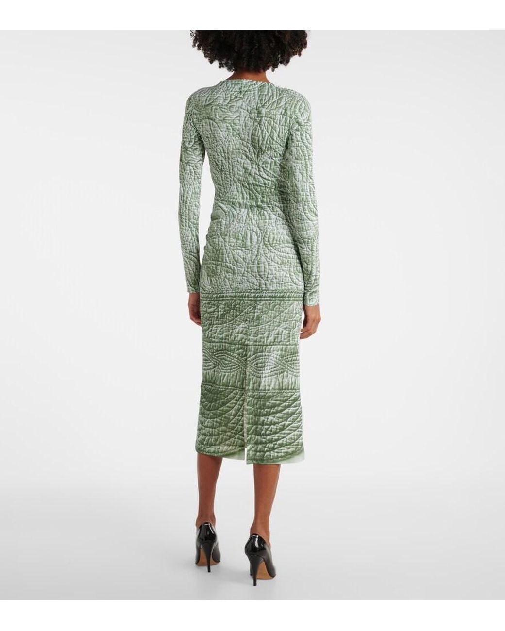 MM6 by Maison Margiela Green Printed Jersey Midi Dress