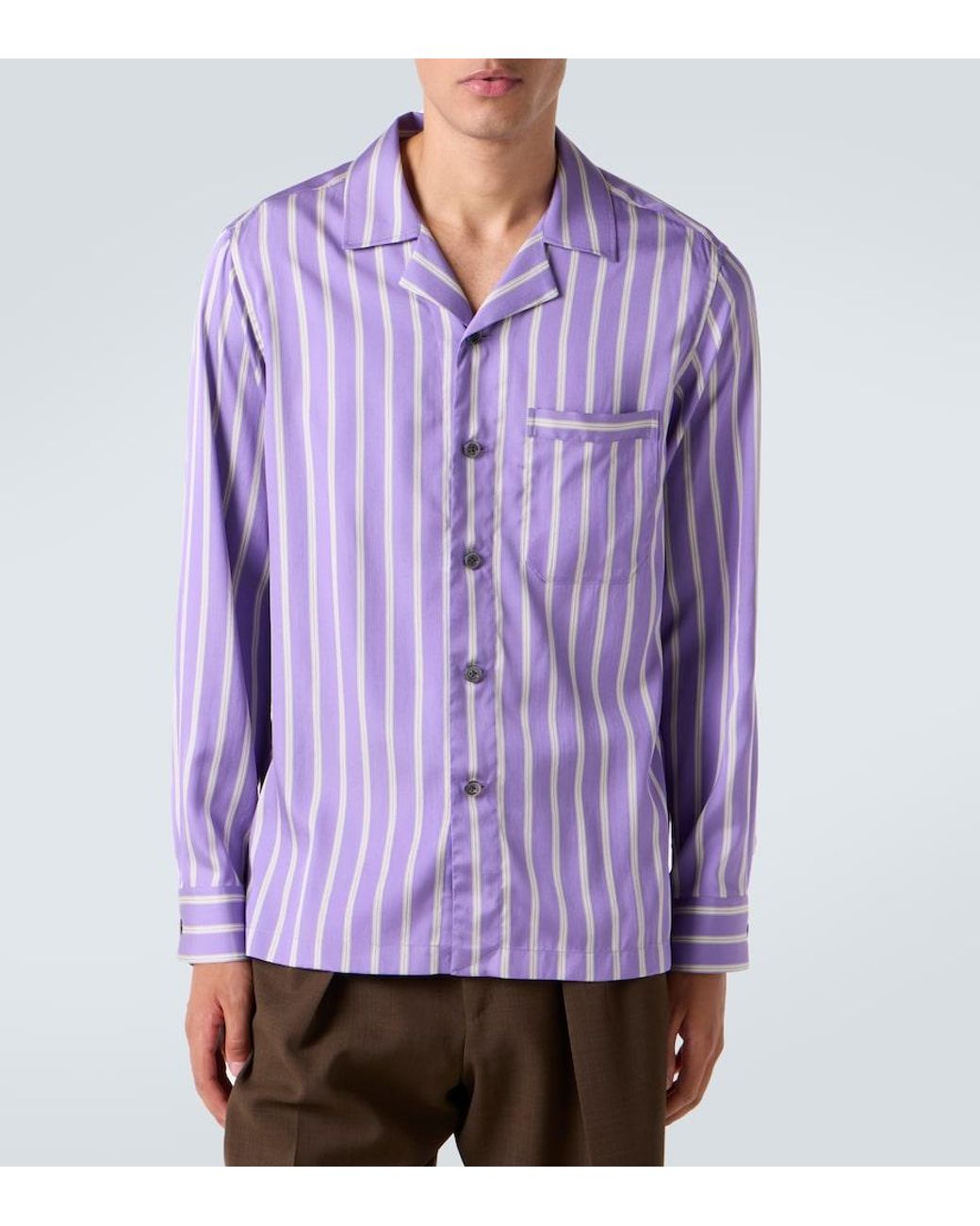 Tom Ford Purple Striped Silk Jacquard Shirt for men