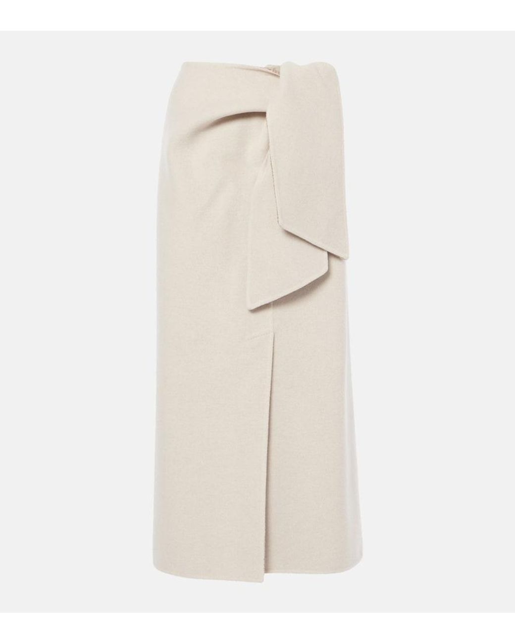 Max Mara Natural Zuppa Wool And Cashmere Wrap Skirt