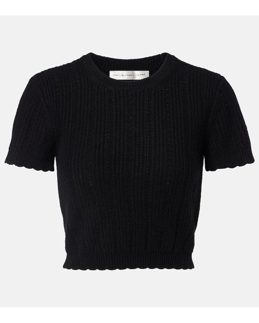 FRAME Black X Amelia The Getaway Cashmere Crop Top