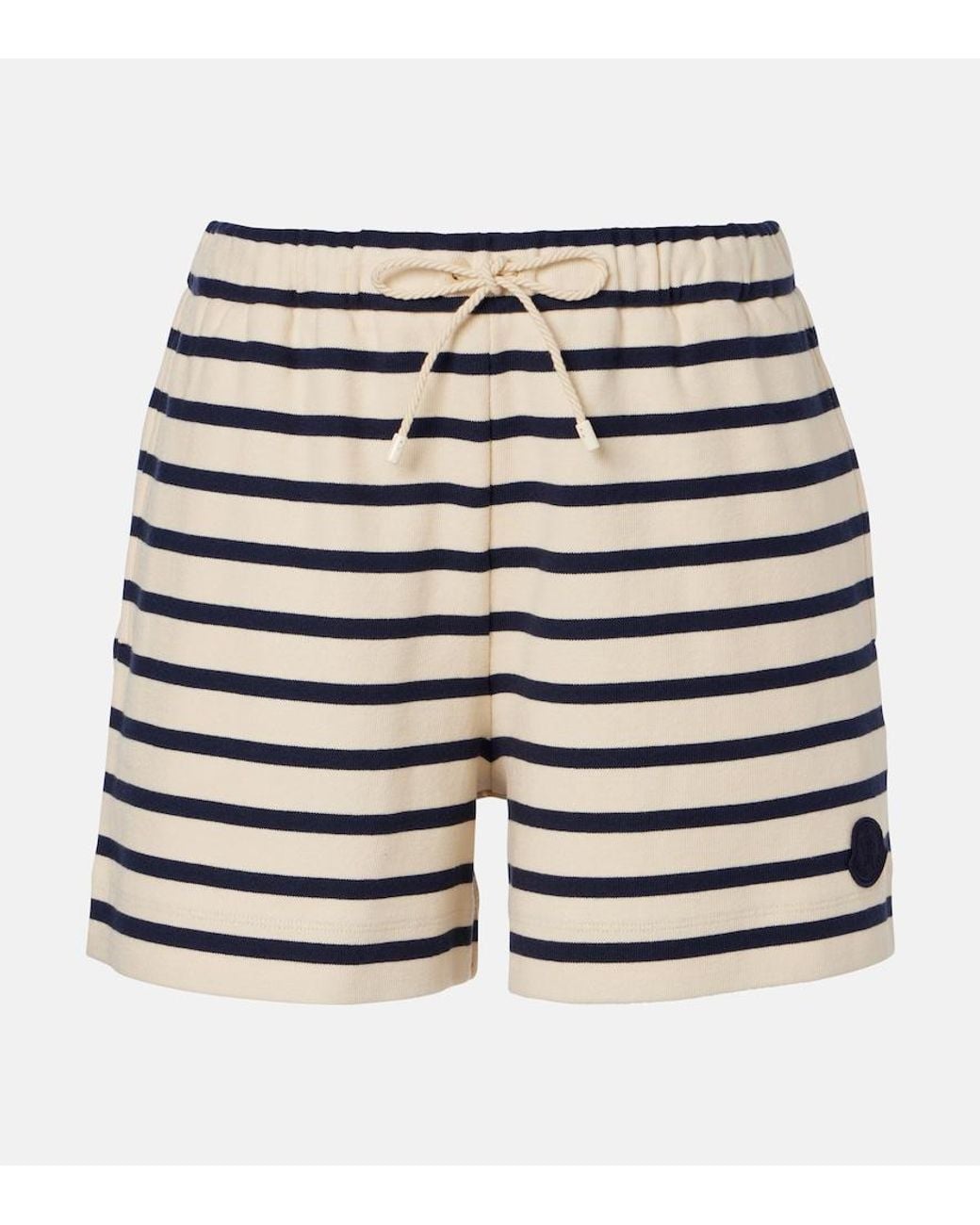 Moncler Blue Striped Cotton Jersey Shorts