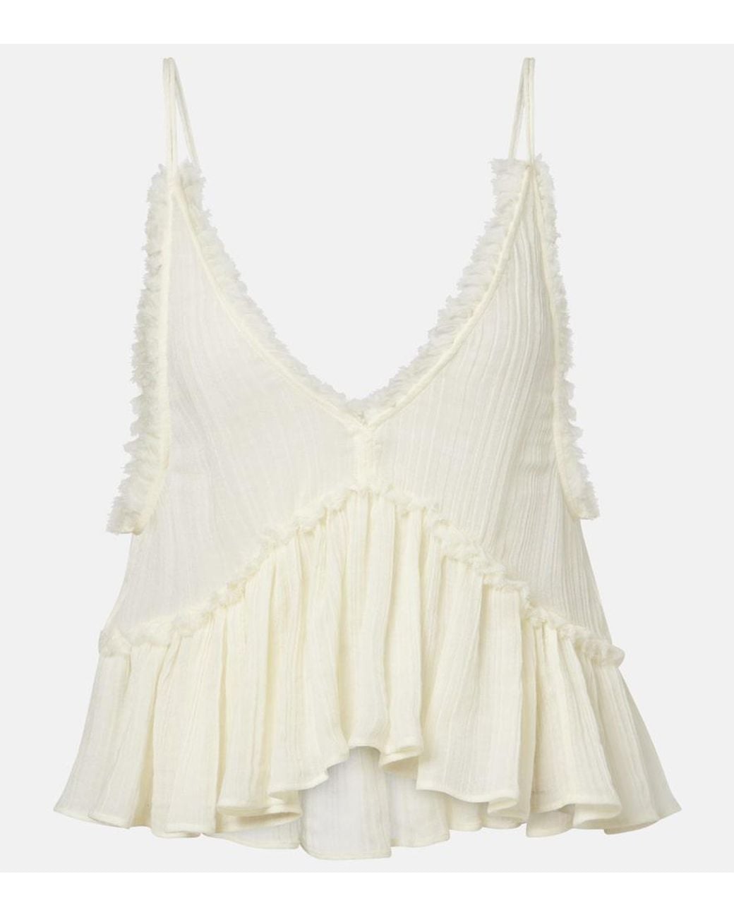 The Attico White Ruffled Cotton Camisole Top