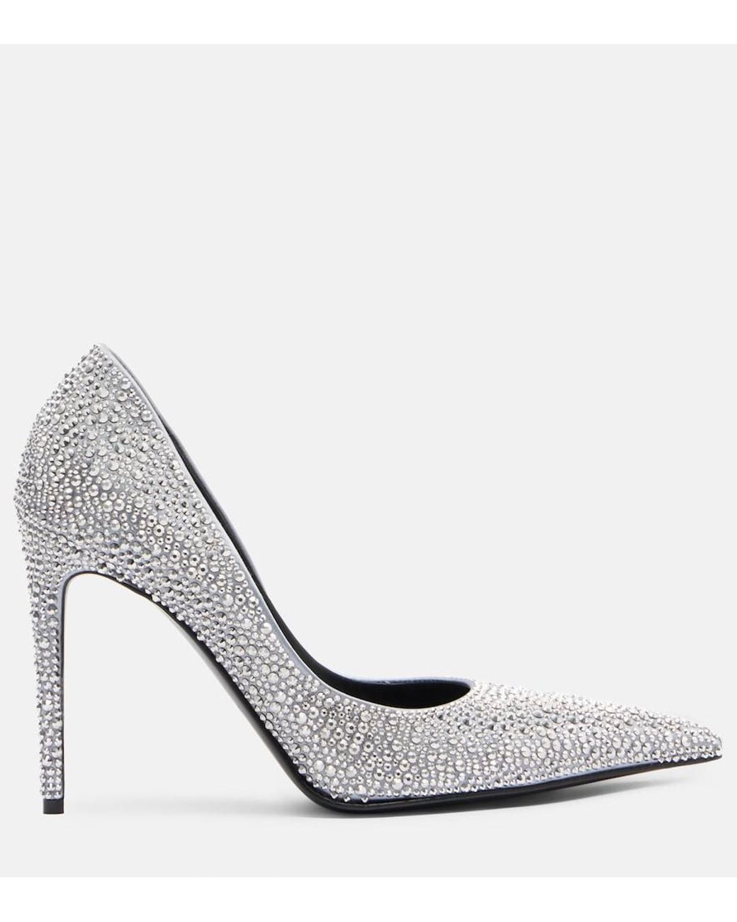 McQueen White Skull Studded Satin Pumps
