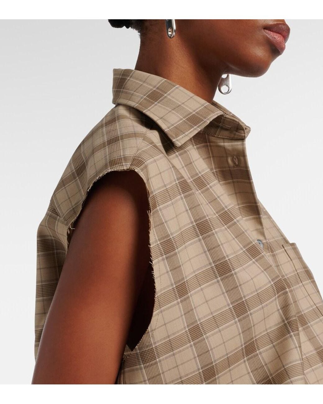 Acne Brown Checked Wool Shirt