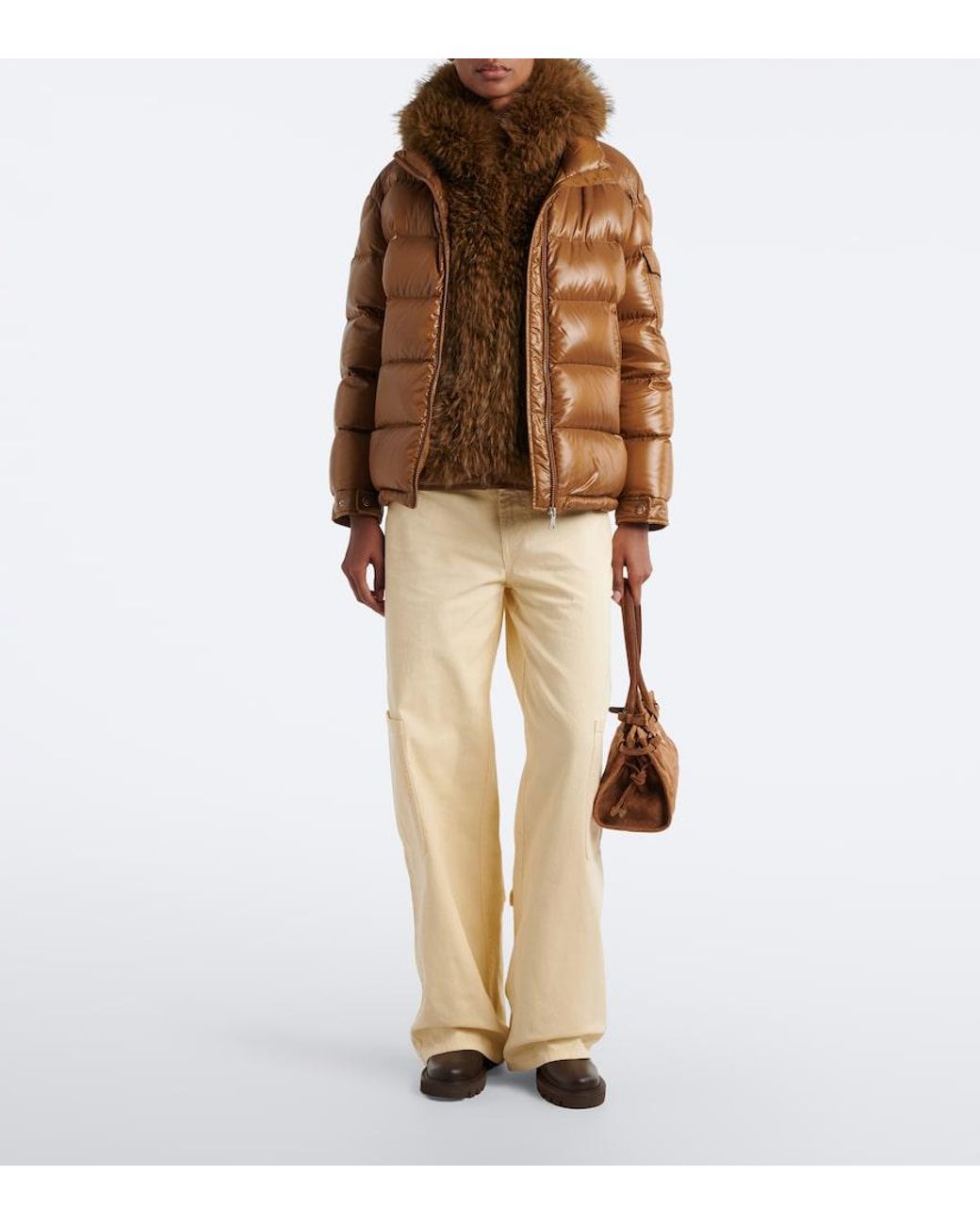 Moncler Natural Cotton Wide-Leg Pants
