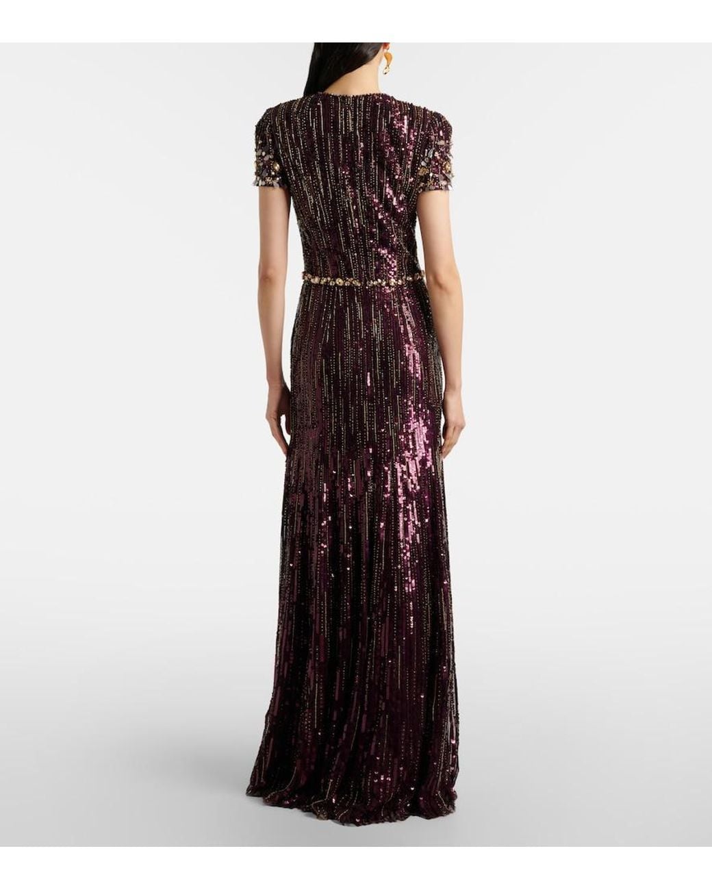 Jenny Packham Purple Ninetta Sequined Gown
