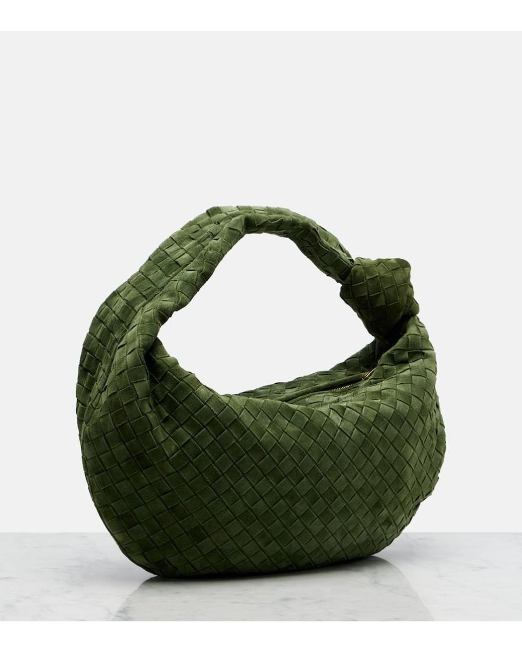 Bottega Veneta Green Jodie Small Suede Shoulder Bag