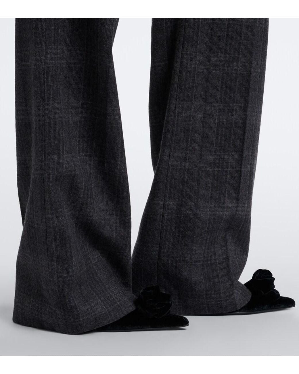 Magda Butrym Blue Plaid Virgin Wool Wide-Leg Pants