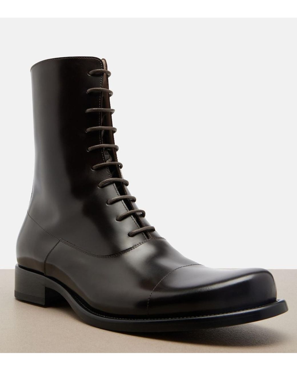 The Row Black Kai Leather Lace-Up Boots