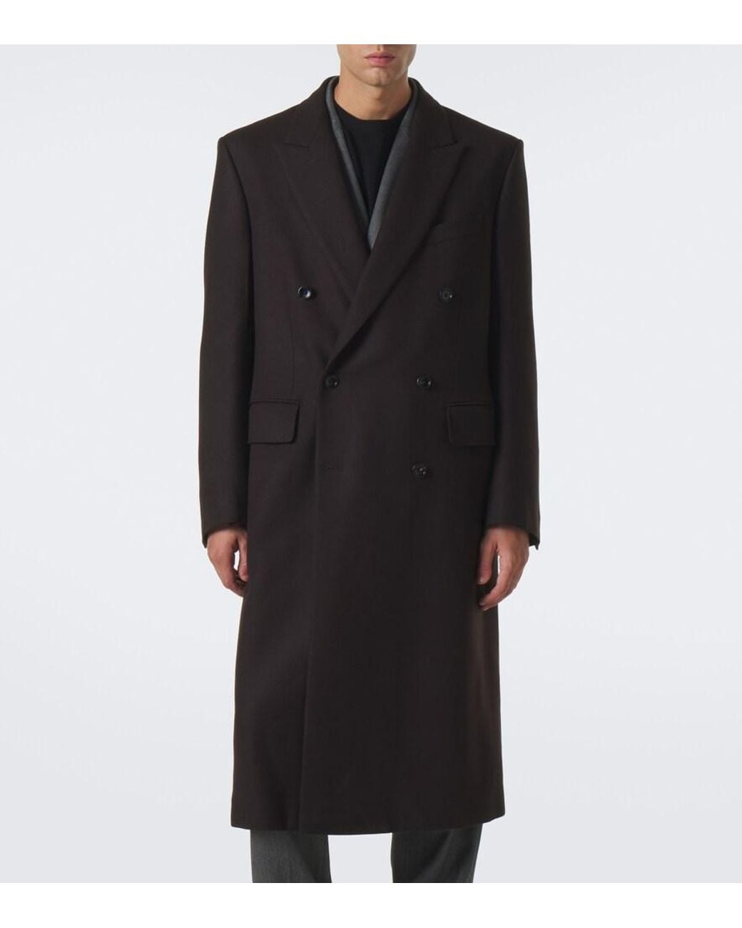 Tom Ford Black Double-Breasted Wool Coat for men
