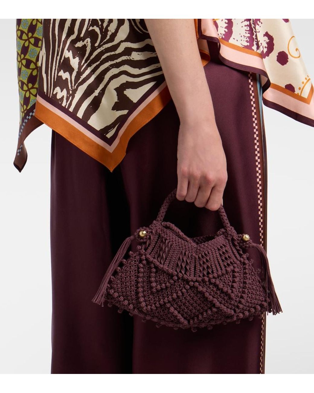 ALÉMAIS Purple Henkeltasche Macrame Small