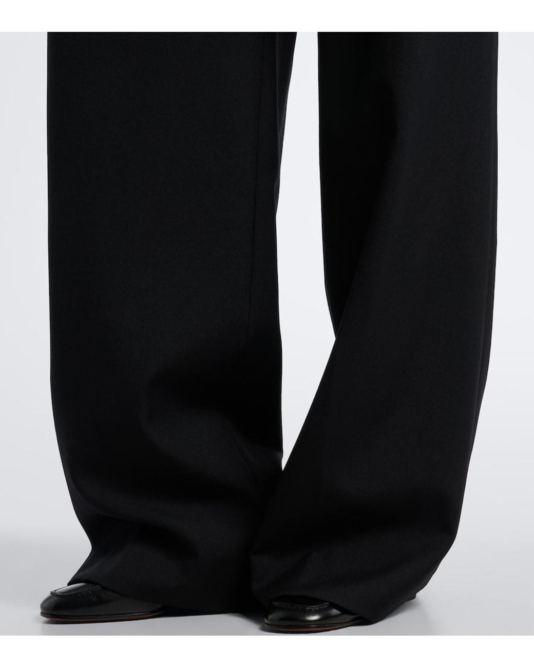 Dries Van Noten Black Belted Pleated Wool Wide-Leg Pants