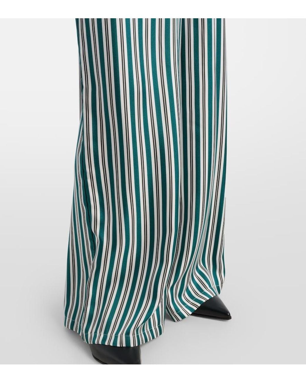 Max Mara Blue Ladino Striped Wide-Leg Silk Twill Pants