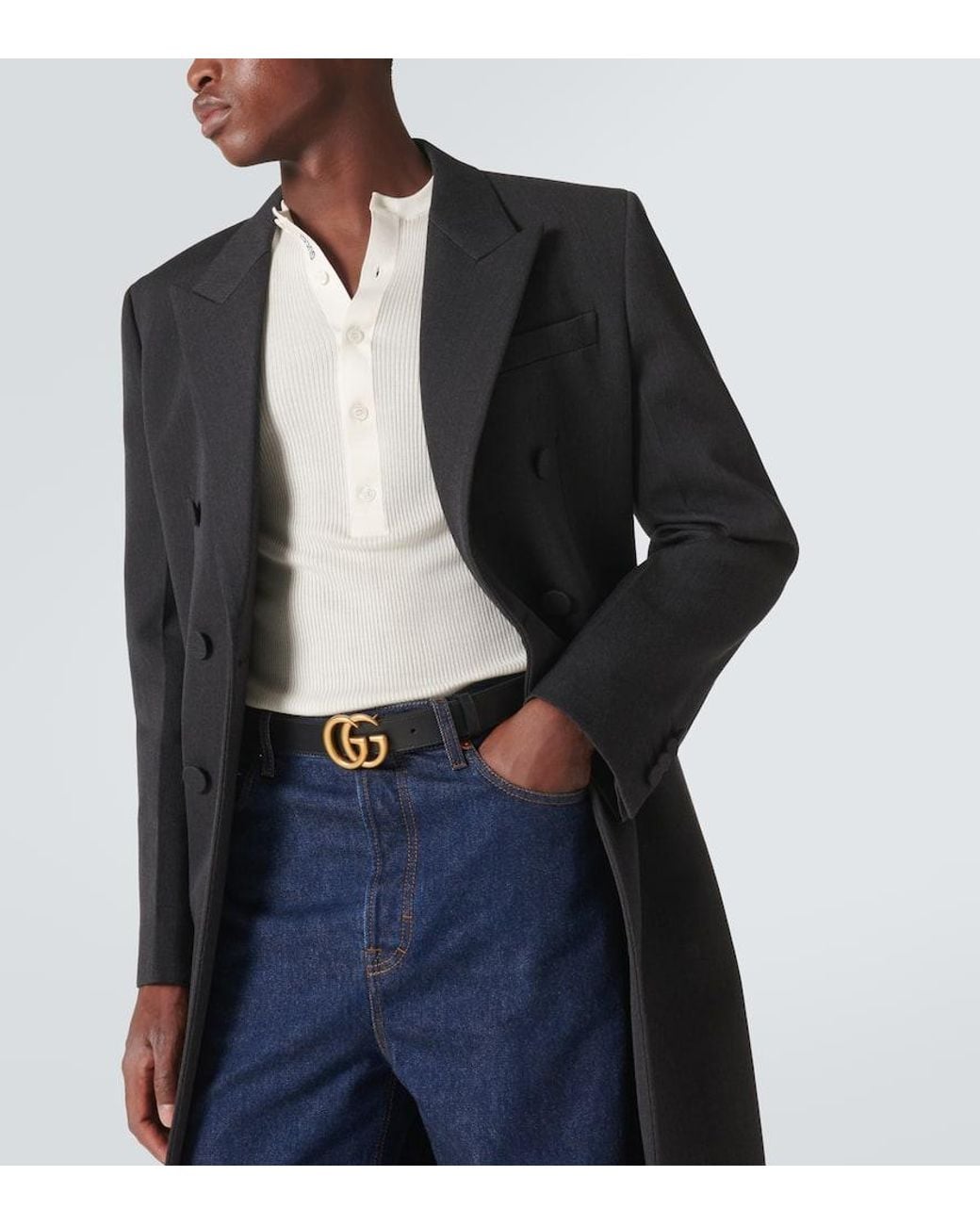 Gucci Guertel Double G Aus Leder in Black für Herren