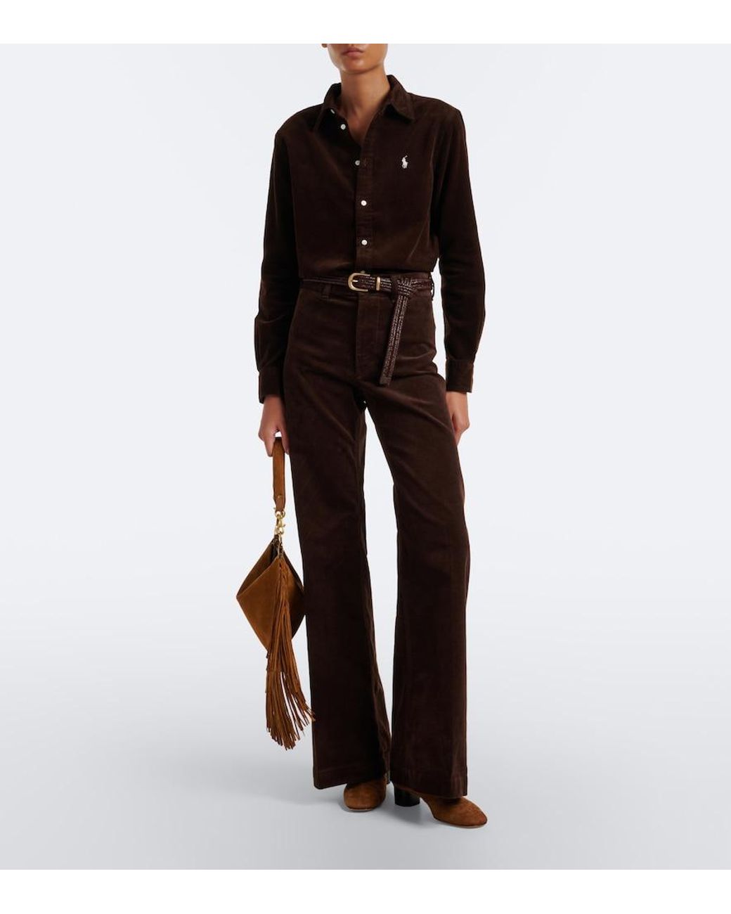 Polo Ralph Lauren Brown Cotton Corduroy Flared Pants